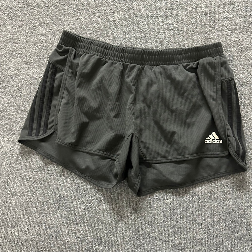 Adidas Shorts Womens Size XL Dark Gray Climalite Athletic Running Mesh 3-Stripe